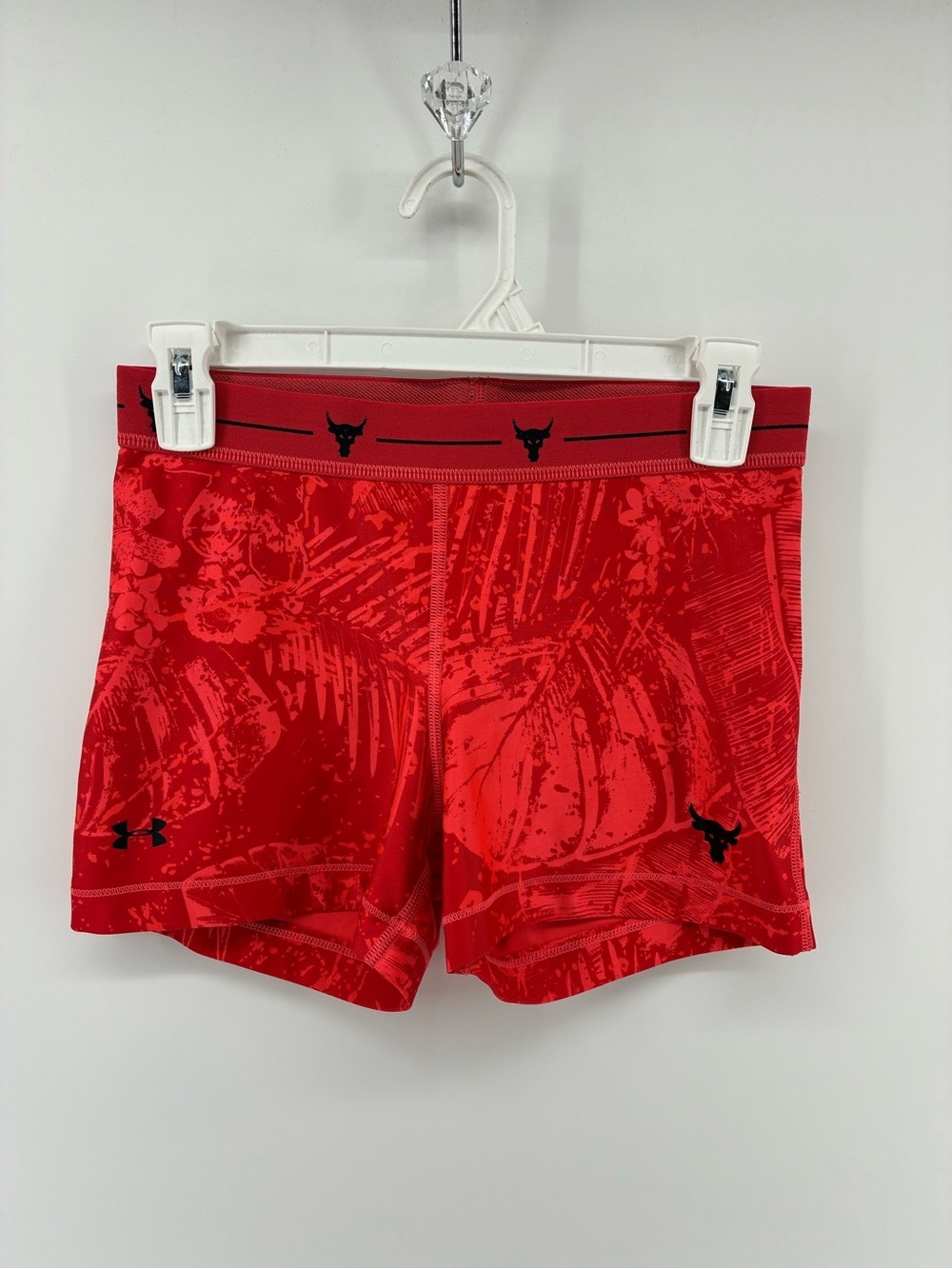 Under Armour Red Project Rock Training Shorts Compression HeatGear Tropical